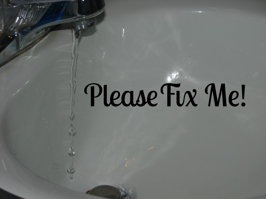 dripping faucet with text